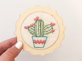 Framed Embroidered Cactus