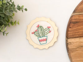 Framed Embroidered Cactus