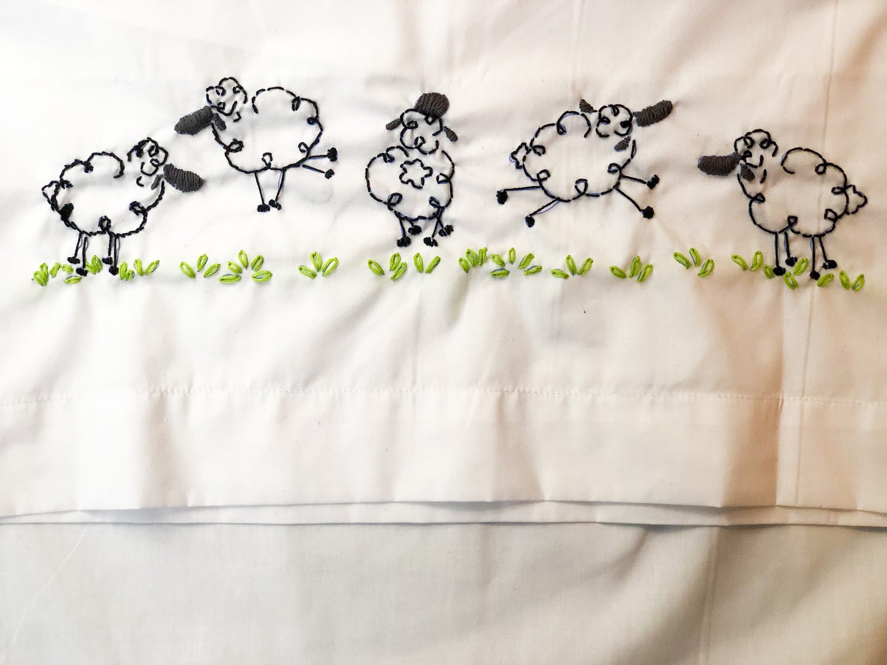 Sheep Embroidered Pillowcases